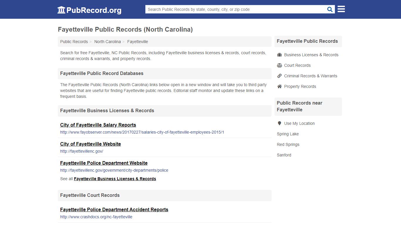 Free Fayetteville Public Records (North Carolina Public Records)